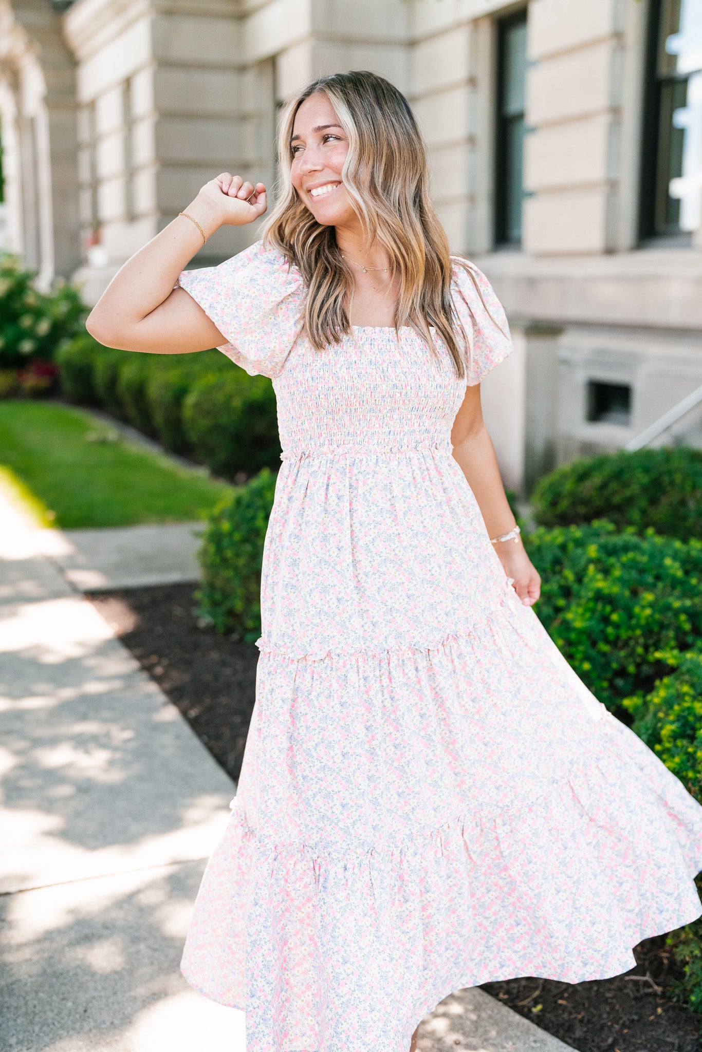 In Full Bloom Floral Puff Sleeve Maxi Dress