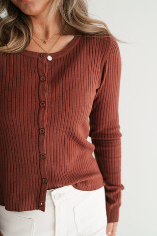 Spicewood Ribbed Knit Button-Up Cardigan