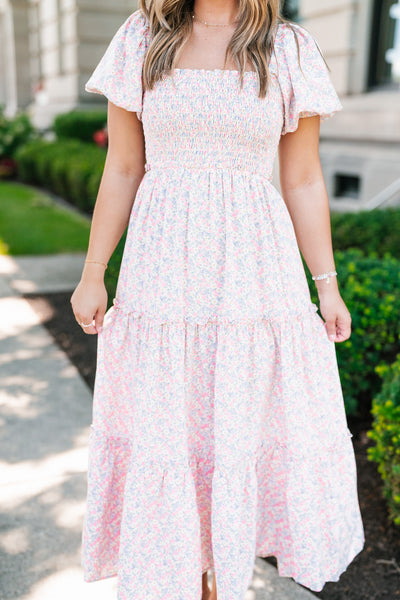 In Full Bloom Floral Puff Sleeve Maxi Dress