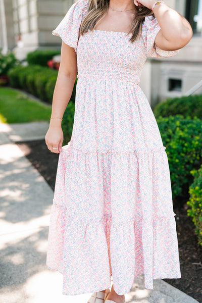 In Full Bloom Floral Puff Sleeve Maxi Dress