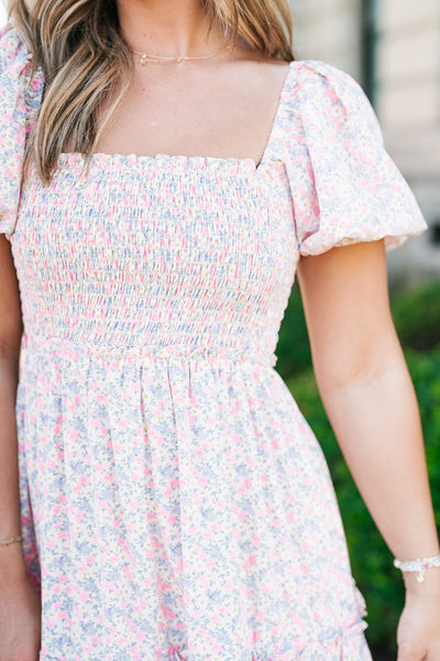 In Full Bloom Floral Puff Sleeve Maxi Dress