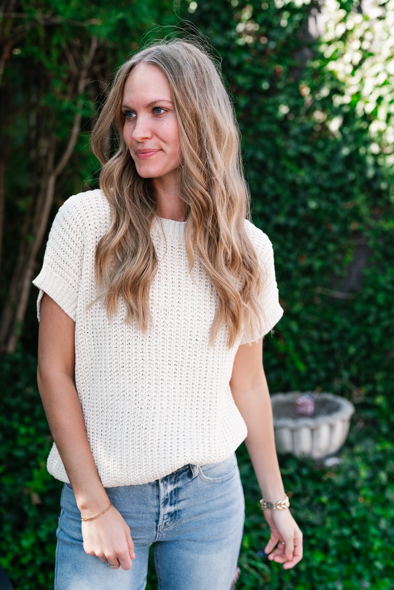 Cloud Chaser Boxy Sweater Top - Cream