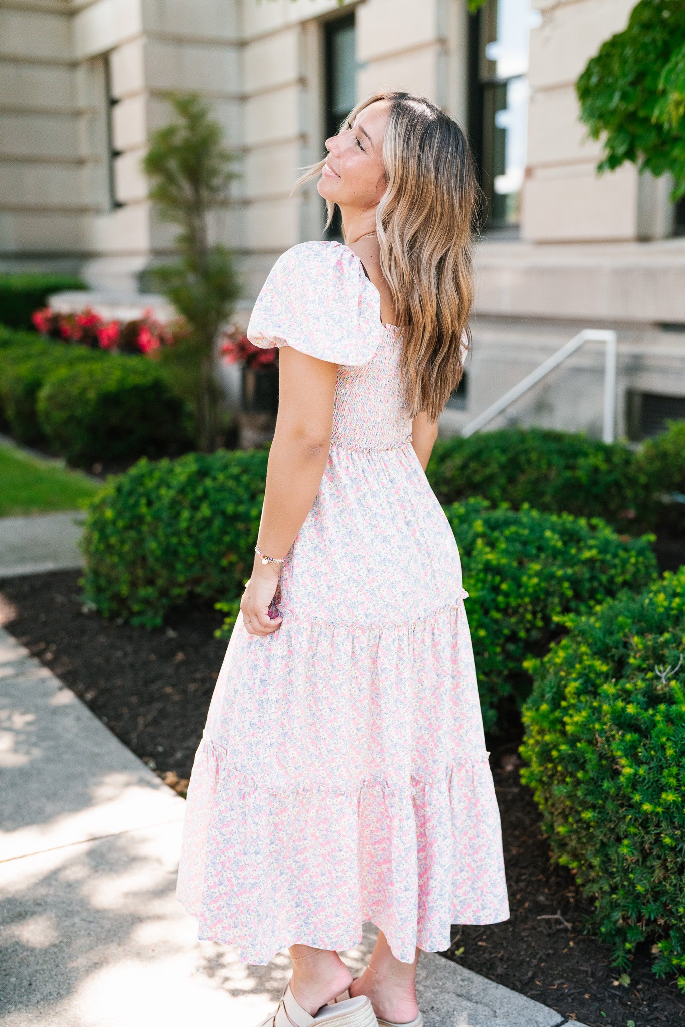 In Full Bloom Floral Puff Sleeve Maxi Dress