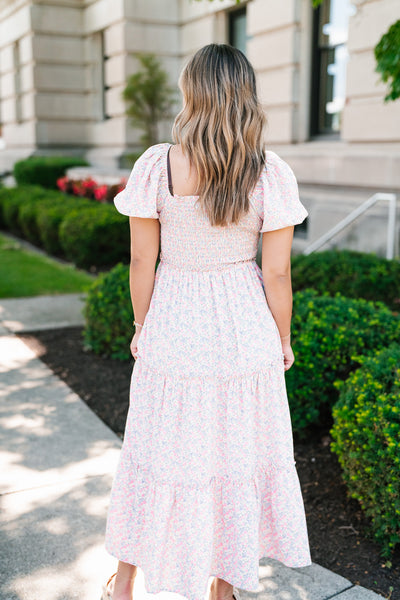 In Full Bloom Floral Puff Sleeve Maxi Dress