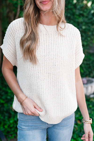 Cloud Chaser Boxy Sweater Top - Cream