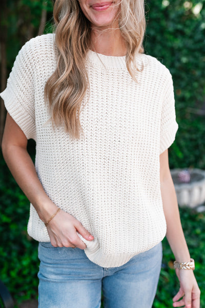 Cloud Chaser Boxy Sweater Top - Cream