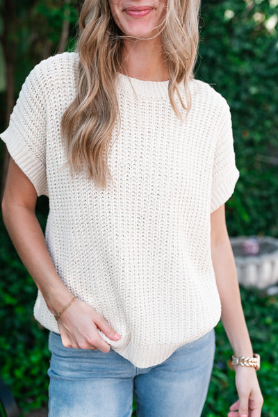 Cloud Chaser Boxy Sweater Top - Cream