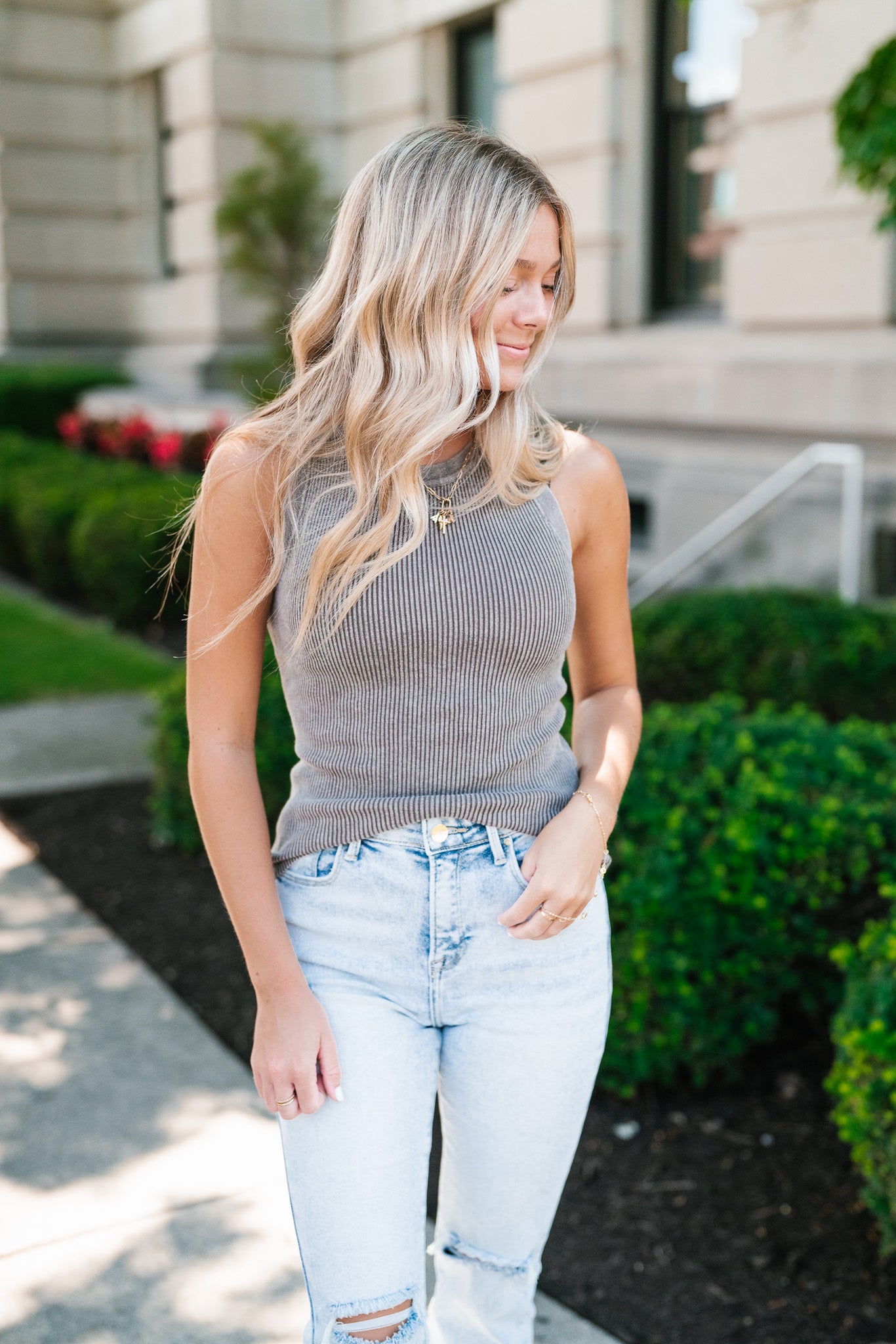 Lazy Day Round Neck Tank Top