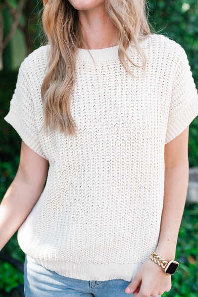 Cloud Chaser Boxy Sweater Top - Cream