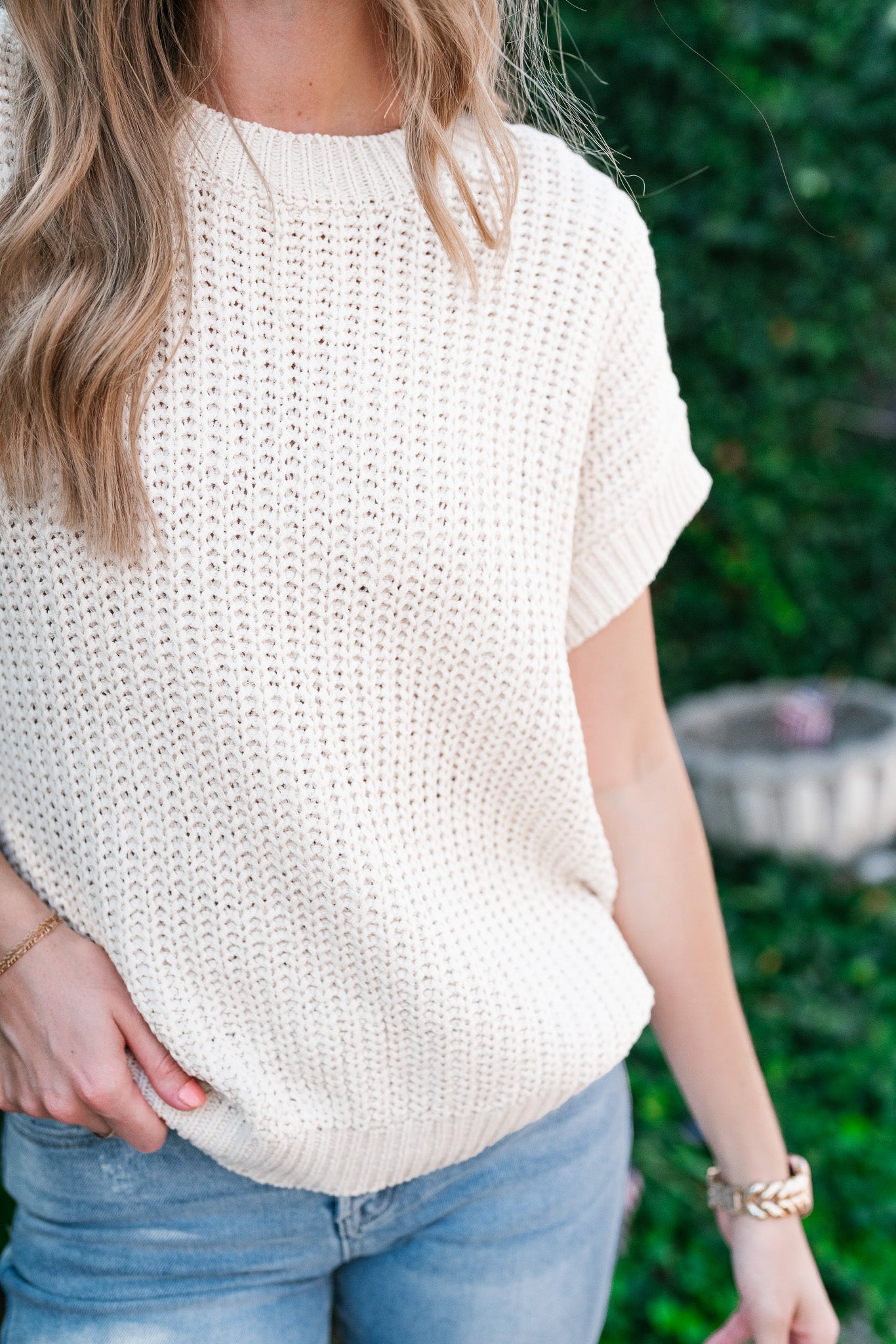 Cloud Chaser Boxy Sweater Top - Cream