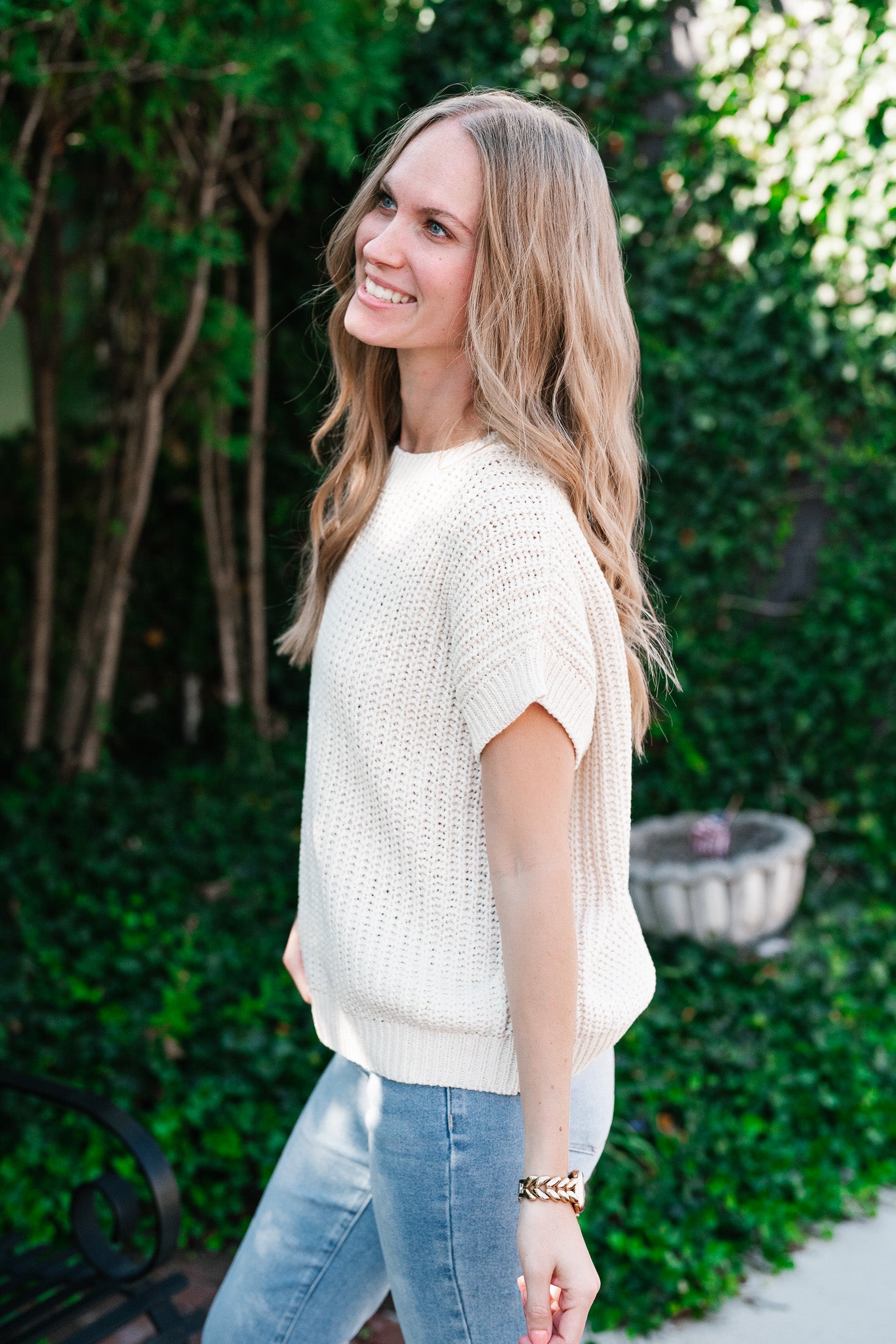 Cloud Chaser Boxy Sweater Top - Cream