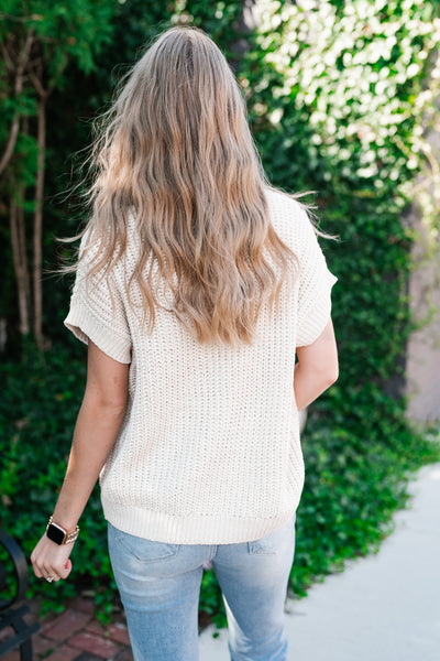 Cloud Chaser Boxy Sweater Top - Cream