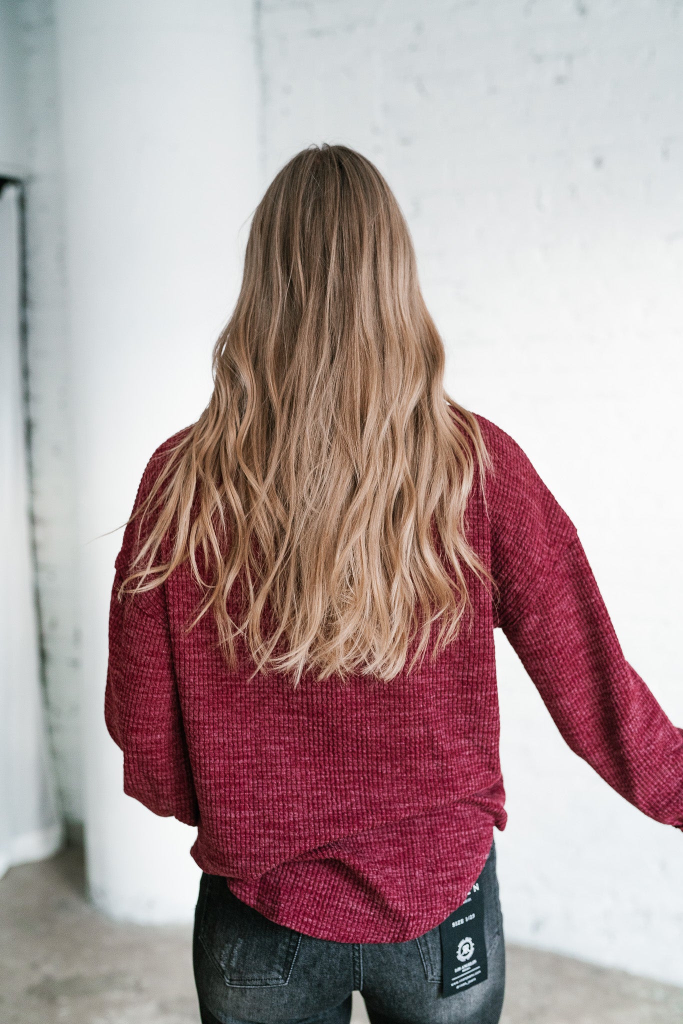 Simply Essential Ribbed Long Sleeve Top - Burgundy