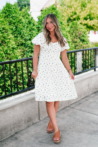 Forget Me Not Balloon Sleeve Dress