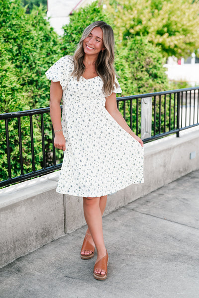 Forget Me Not Balloon Sleeve Dress