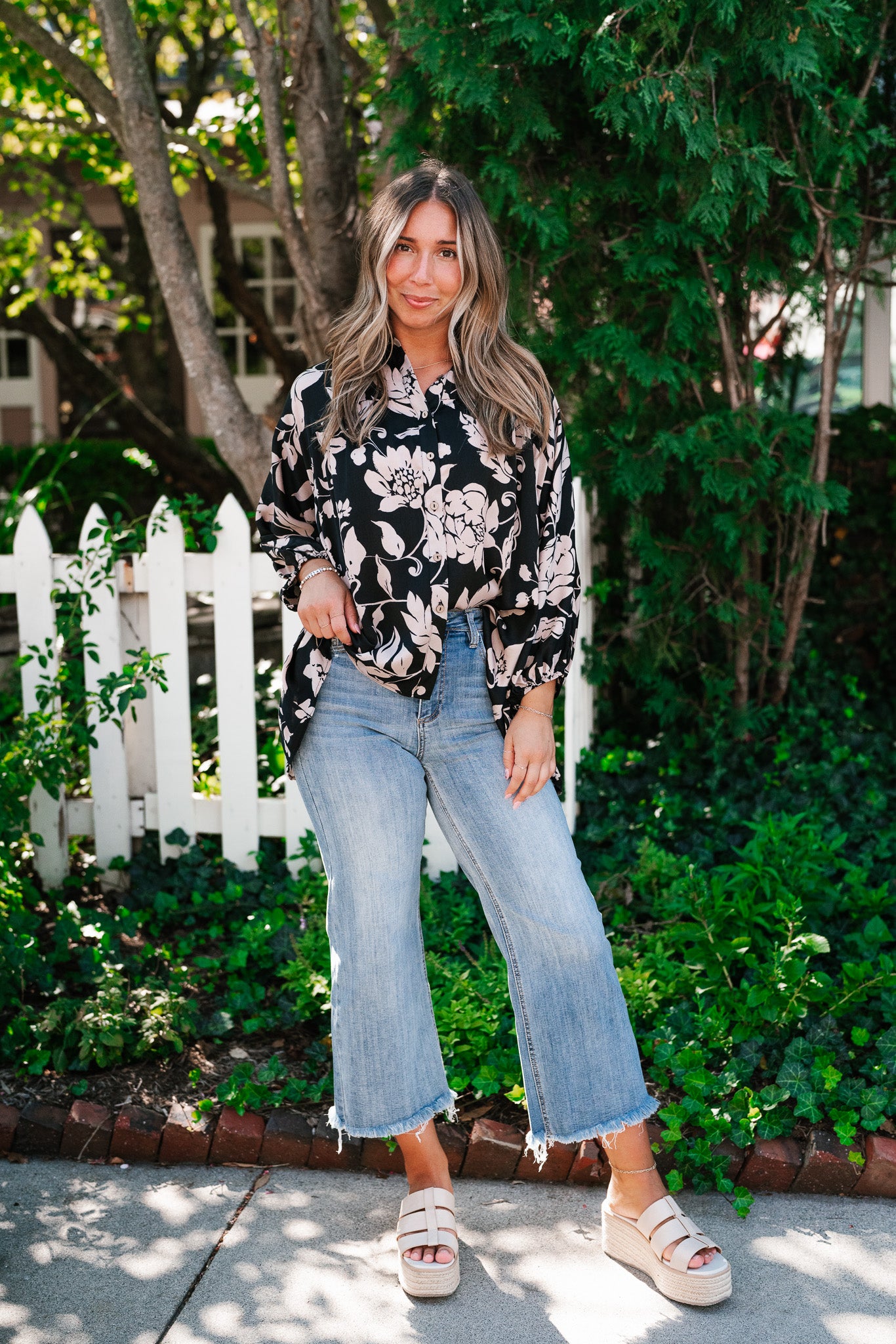 Love and Luxe Bubble Sleeve Floral Top