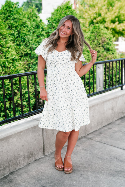Forget Me Not Balloon Sleeve Dress