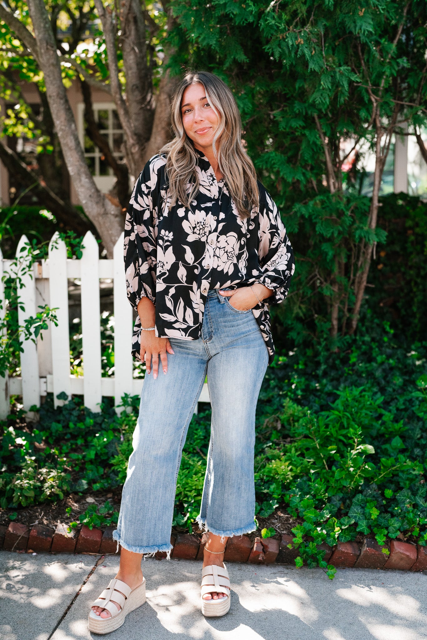 Love and Luxe Bubble Sleeve Floral Top