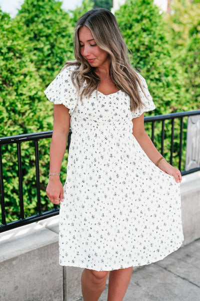 Forget Me Not Balloon Sleeve Dress
