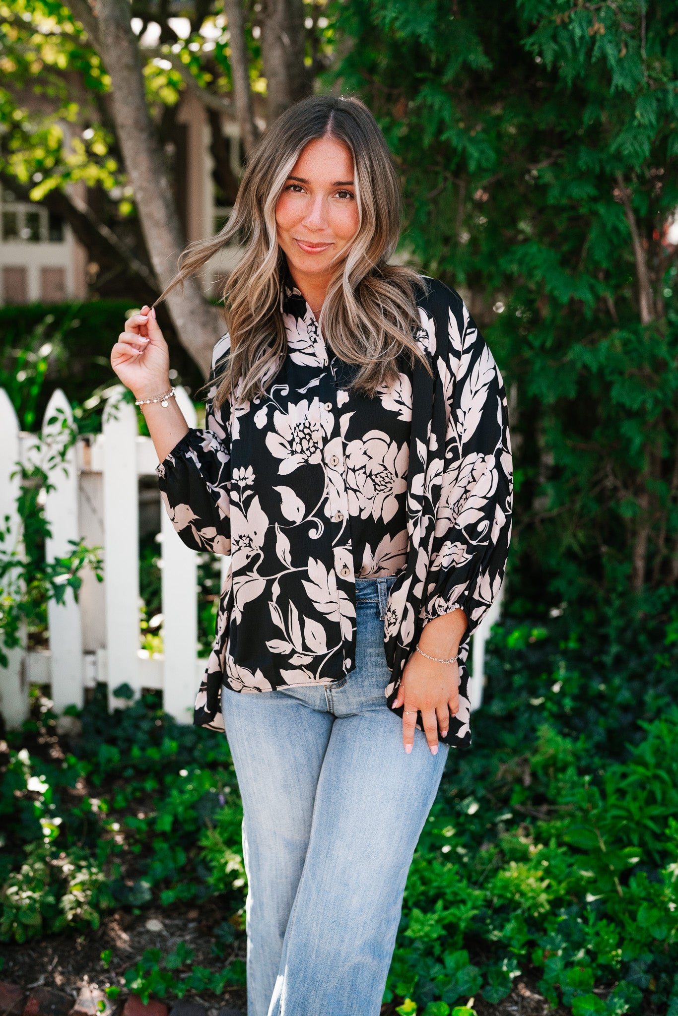 Love and Luxe Bubble Sleeve Floral Top