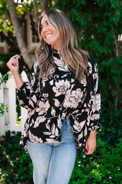 Love and Luxe Bubble Sleeve Floral Top