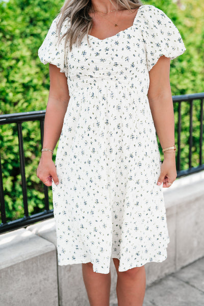 Forget Me Not Balloon Sleeve Dress
