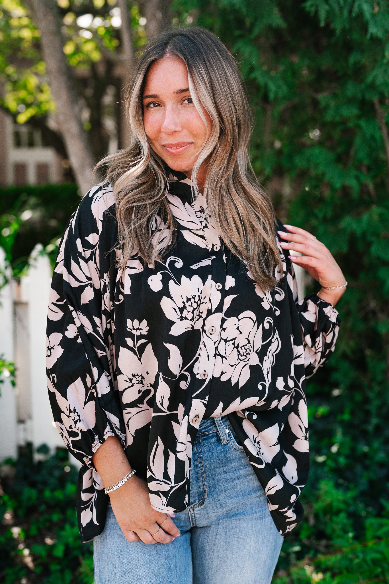 Love and Luxe Bubble Sleeve Floral Top