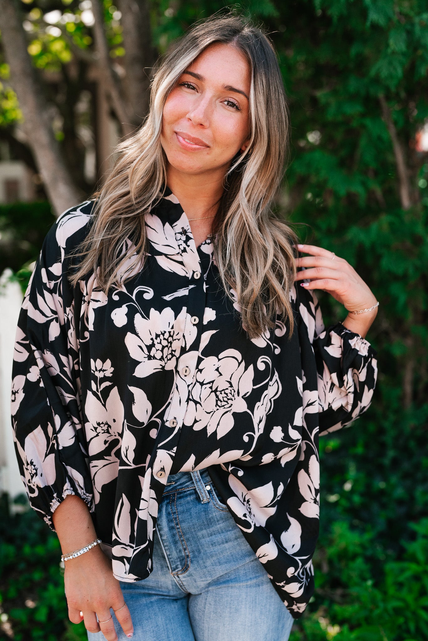 Love and Luxe Bubble Sleeve Floral Top