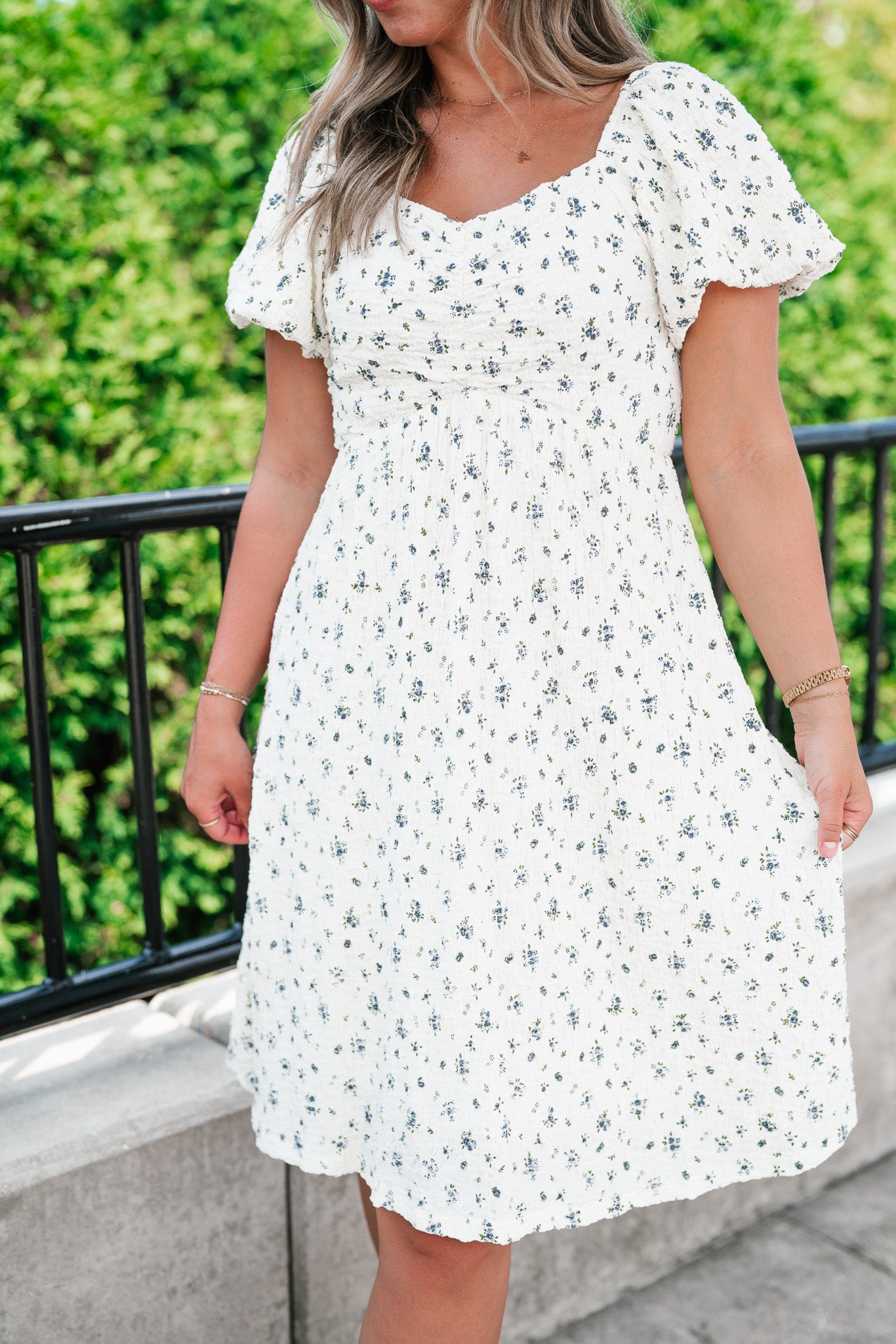 Forget Me Not Balloon Sleeve Dress