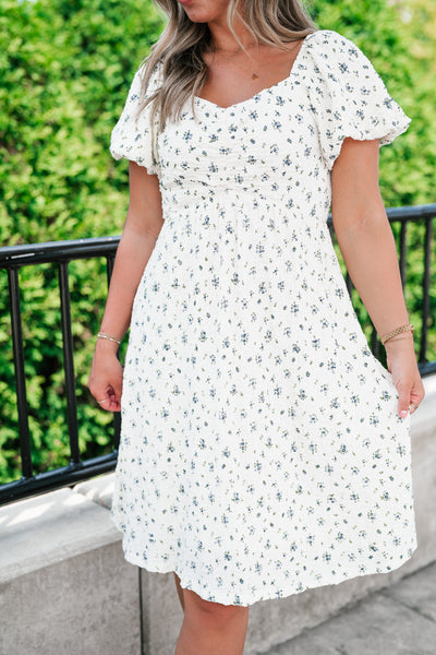 Forget Me Not Balloon Sleeve Dress