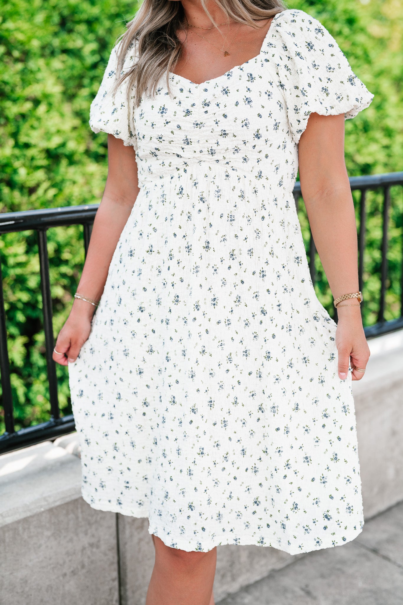 Forget Me Not Balloon Sleeve Dress