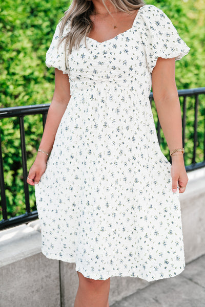 Forget Me Not Balloon Sleeve Dress