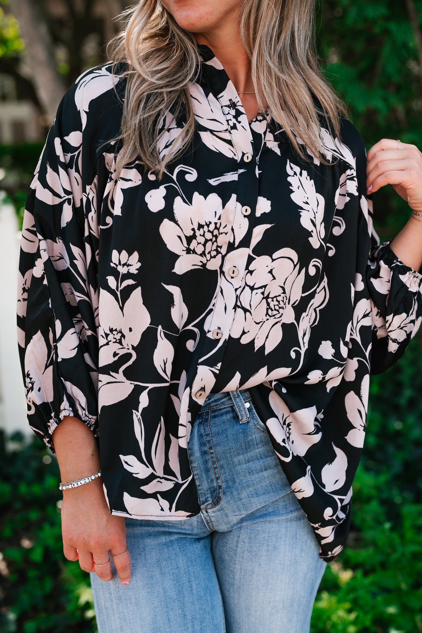 Love and Luxe Bubble Sleeve Floral Top