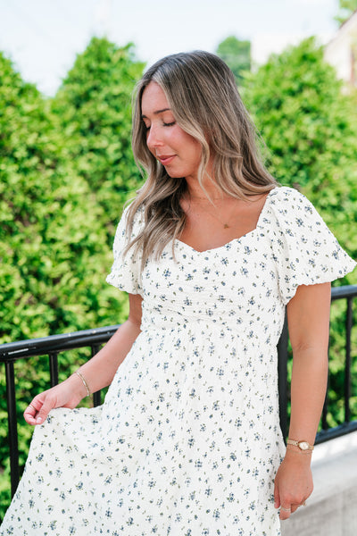 Forget Me Not Balloon Sleeve Dress