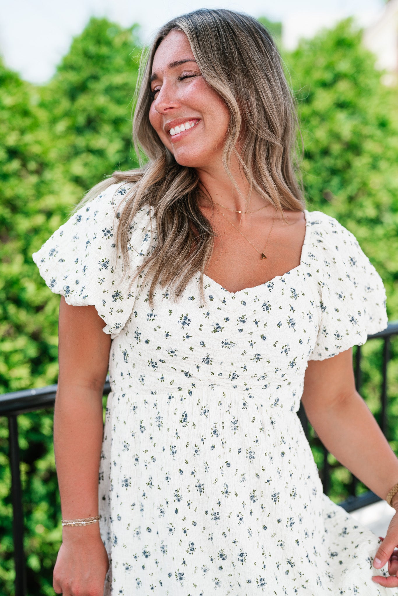 Forget Me Not Balloon Sleeve Dress