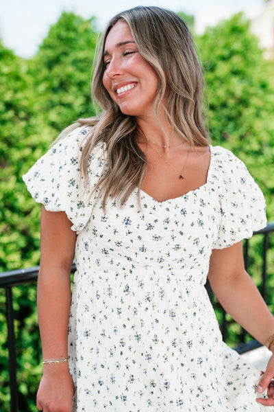 Forget Me Not Balloon Sleeve Dress