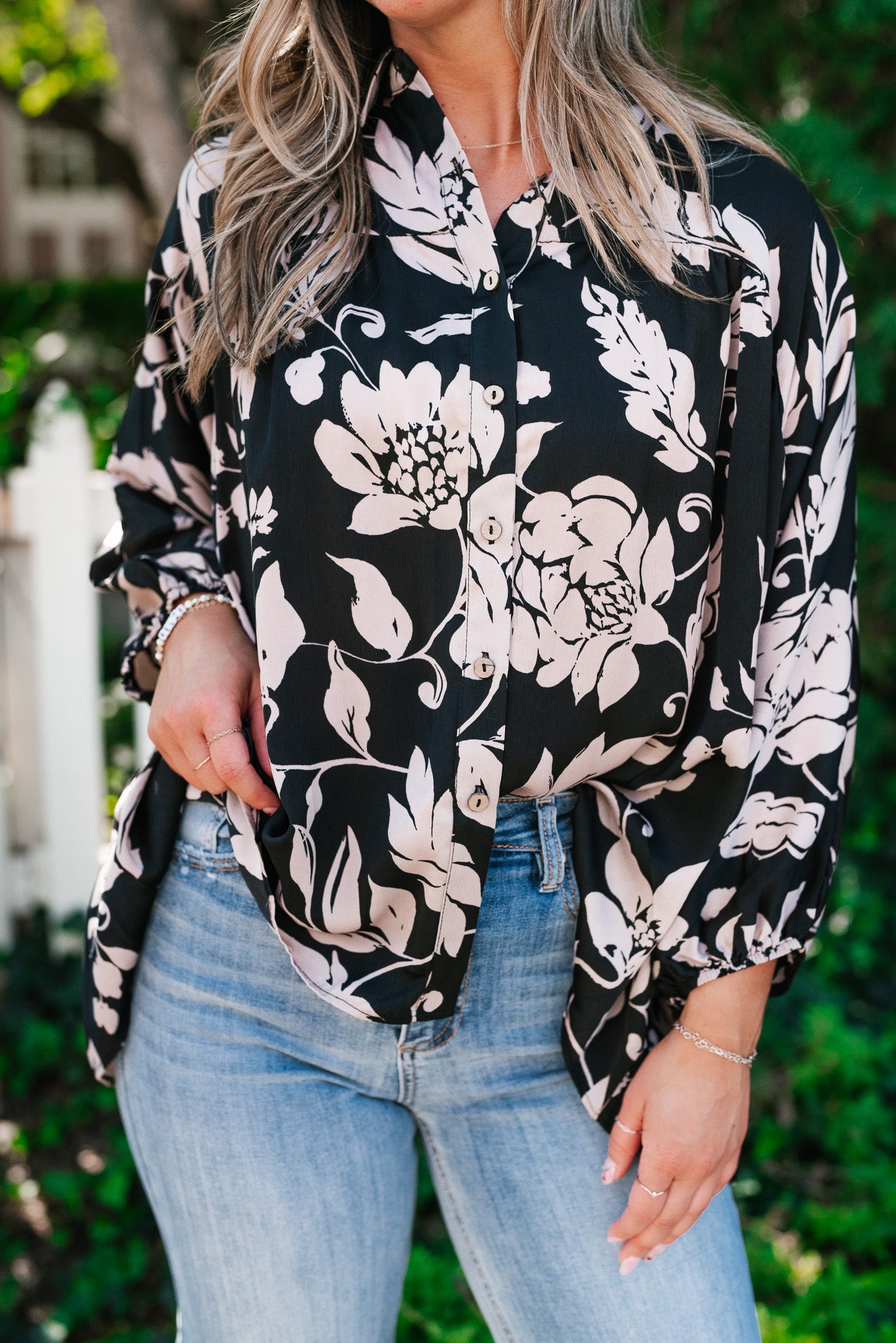 Love and Luxe Bubble Sleeve Floral Top