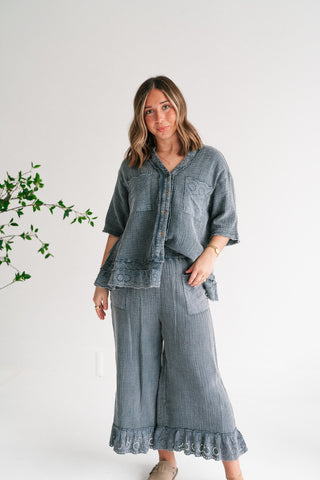 Twilight Chic Eyelet Gauze Shirt