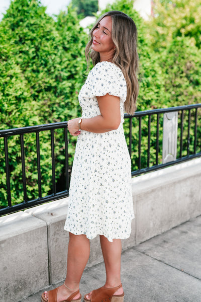 Forget Me Not Balloon Sleeve Dress