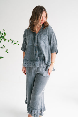 Twilight Chic Eyelet Gauze Shirt