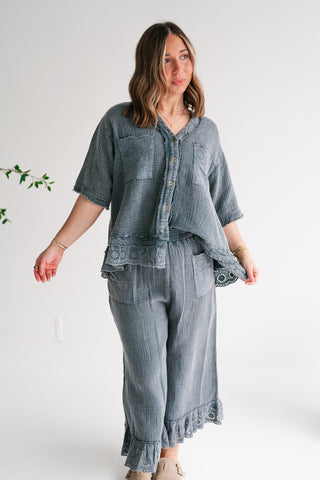 Twilight Chic Eyelet Gauze Shirt