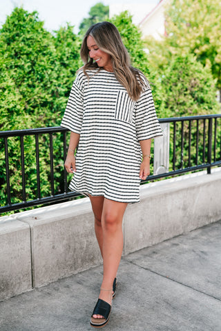 The Stripe Is Right Textured Dress