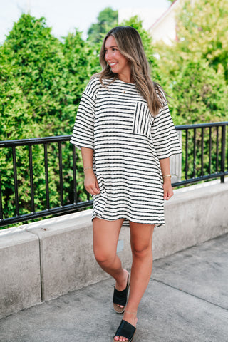 The Stripe Is Right Textured Dress