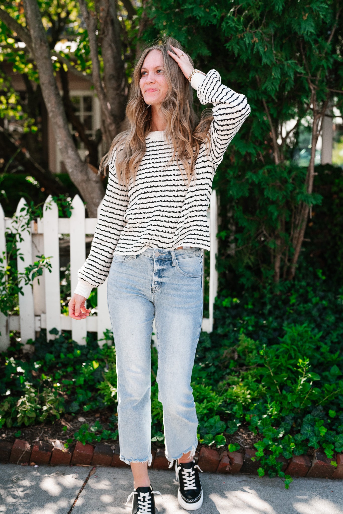 High Hopes Striped Crochet Sweater