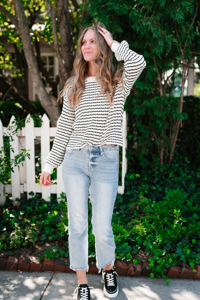 High Hopes Striped Crochet Sweater