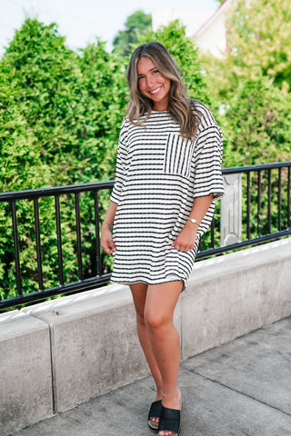 The Stripe Is Right Textured Dress