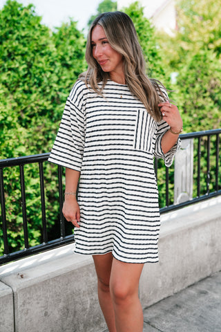The Stripe Is Right Textured Dress