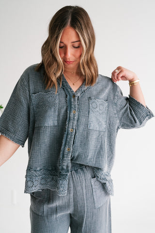 Twilight Chic Eyelet Gauze Shirt