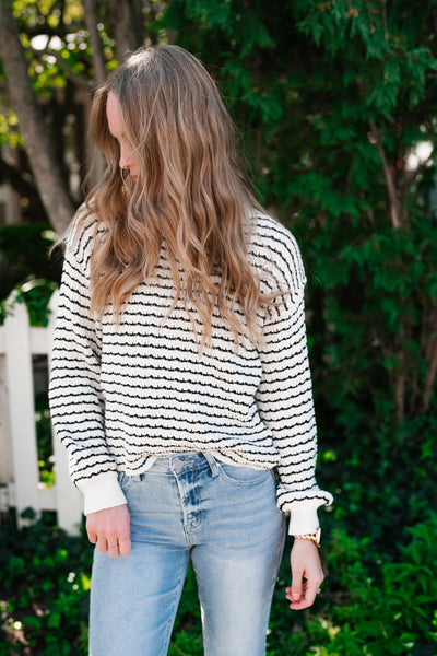 High Hopes Striped Crochet Sweater