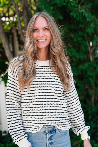 High Hopes Striped Crochet Sweater